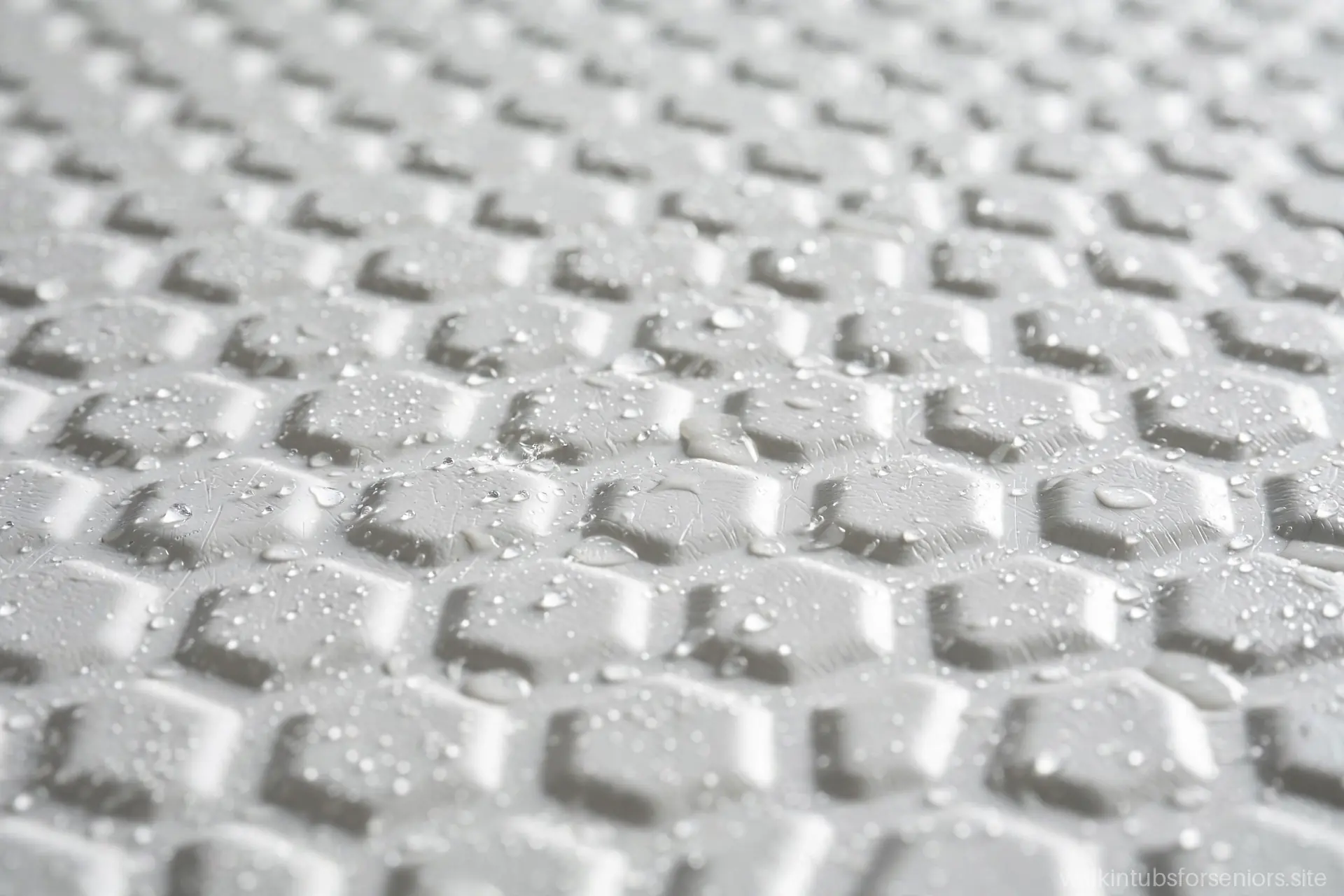 Close-up of textured non-slip bathtub floor with raised grip pattern