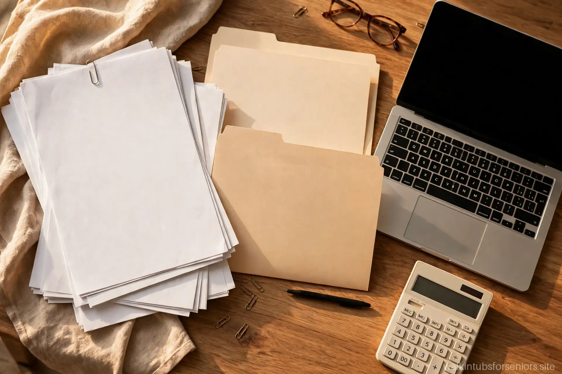 Loan paperwork and laptop on a home desk