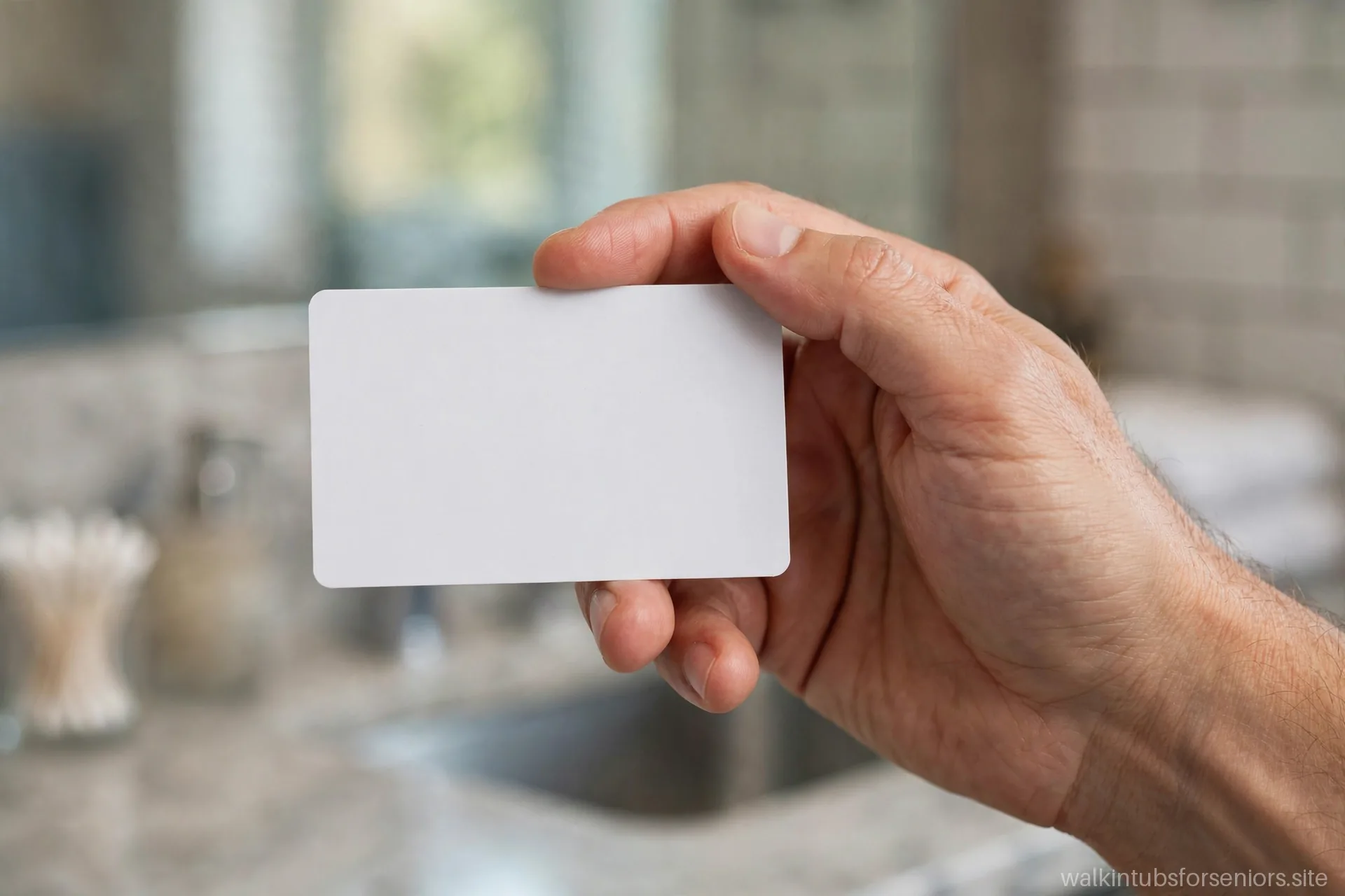 Hand holding a blank health insurance card
