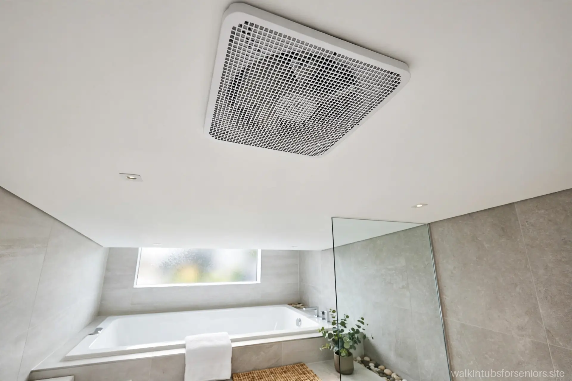 Bathroom exhaust ventilation fan on the ceiling