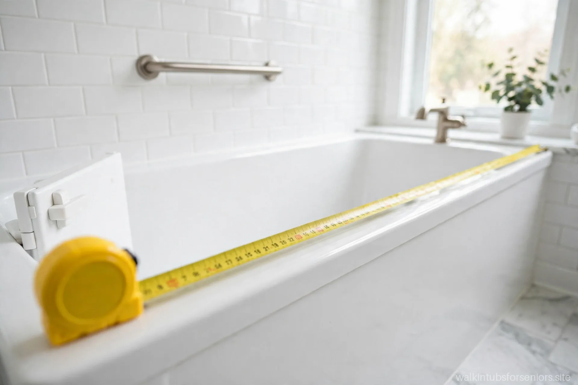 Tape measure along the full length of a walk-in tub